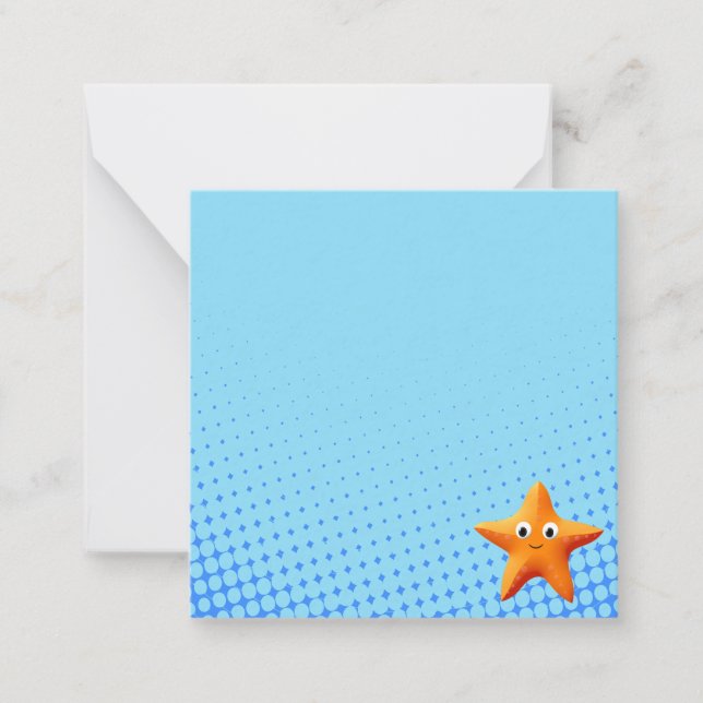 Cute Cartoon Starfish Blue Ocean Note Card (Front)