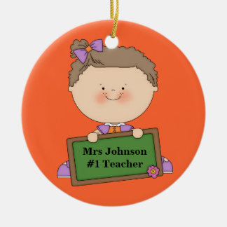 Cute Cartoon Student Holding Chalkboard #1 Teacher Ceramic Ornament