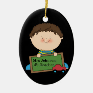 Cute Cartoon Student Holding Chalkboard #1 Teacher Ceramic Ornament