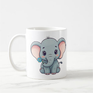Cute cartoon style baby elephant design coffee mug