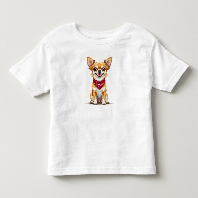Cute cartoon-style Chihuahua Toddler T-shirt (Front)