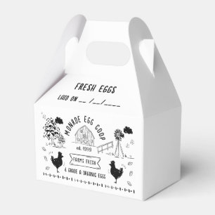 Cute Cartoon Style Doodle Rustic Egg Carton Favor Boxes