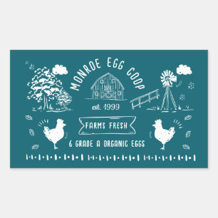 Cute Cartoon Style Doodle Rustic Egg Carton Rectangular Sticker