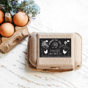 Cute Cartoon Style Doodle Rustic Egg Carton Rectangular Sticker