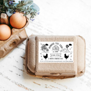 Cute Cartoon Style Doodle Rustic Egg Carton Rectangular Sticker