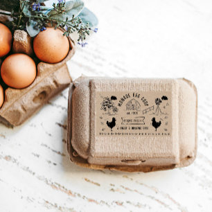 Cute Cartoon Style Doodle Rustic Egg Carton Rectangular Sticker