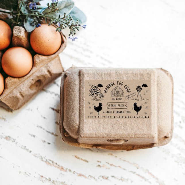 Cute Cartoon Style Doodle Rustic Egg Carton Rectangular Sticker (Creator Uploaded)