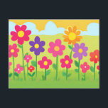 Cute Cartoon Style Floral Nature Illustration  Postcard<br><div class="desc">Abstract illustration with flowers growing in nature</div>