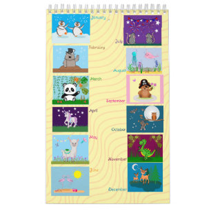 Cute Cartoon style Kids Single Page Small Calendar