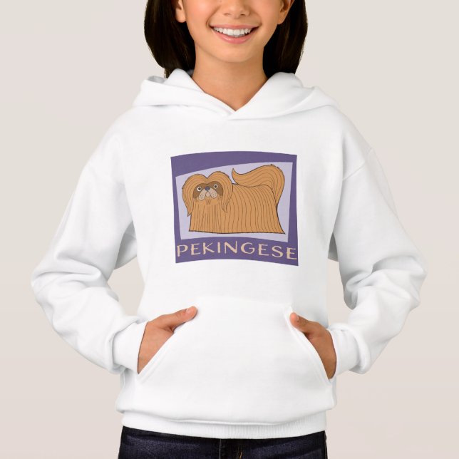 Cute Cartoon Style Pekingese Dog Hoodie (Front)