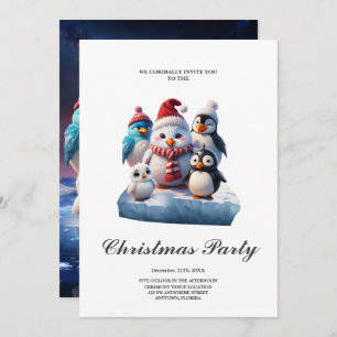 Cute cartoon style penguinsfriends. invitation