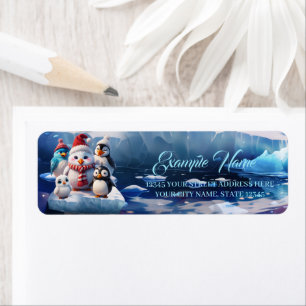 Cute cartoon style penguinsfriends label