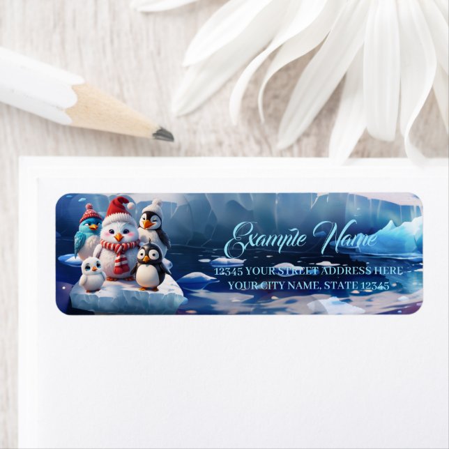 Cute cartoon style penguinsfriends label (Insitu)