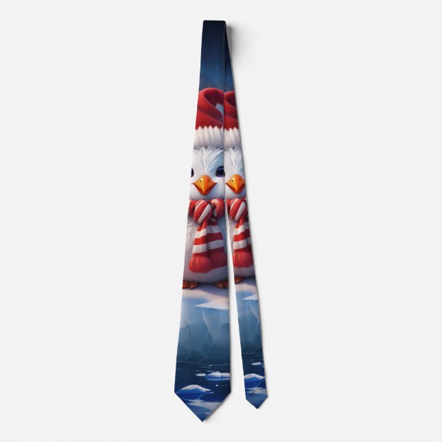 Cute cartoon style penguinsfriends. neck tie (Front)