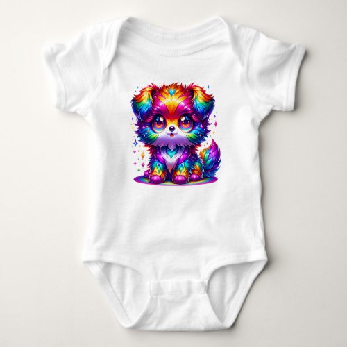 Cute Cartoon style Rainbow Puppy Baby Bodysuit
