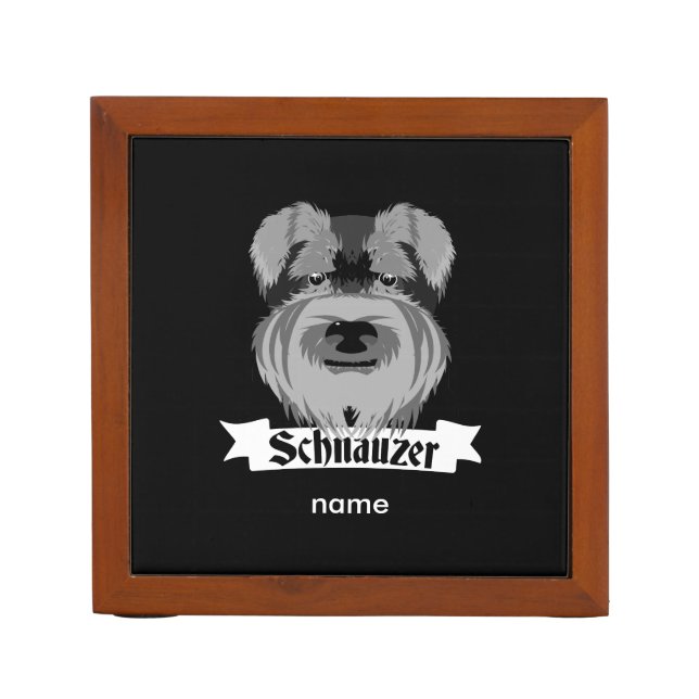 Cute Cartoon Style Schnauzer Desk Organizer (Front)