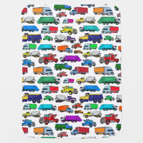 Cute Cartoon_style Truck Illustrations Baby Blanket