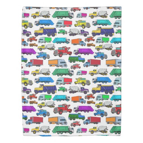 Cute Cartoon_style Truck Illustrations Duvet Cover