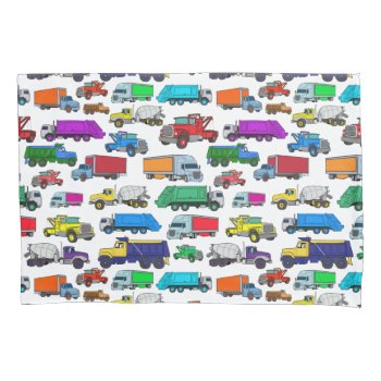 Cute Cartoon-style Truck Illustrations Pillow Case by judgeart at Zazzle