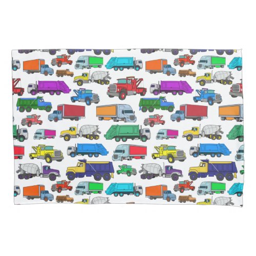 Cute Cartoon_style Truck Illustrations Pillow Case