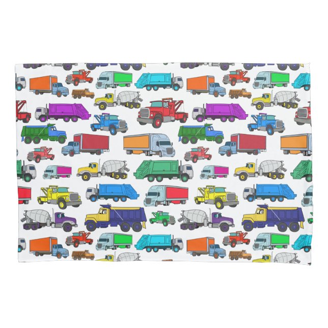 Cute Cartoon-style Truck Illustrations Pillow Case (Front)