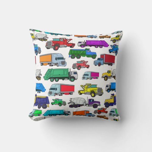 Cute Cartoon_style Truck Illustrations Throw Pillow