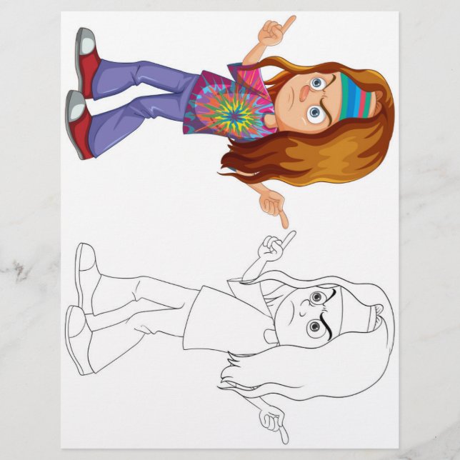 Cute cartoon stylish  man coloring page (Front)