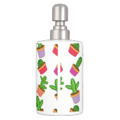 Cute Cartoon Succulent and Cactus Soap Dispenser & Toothbrush Holder (Back)