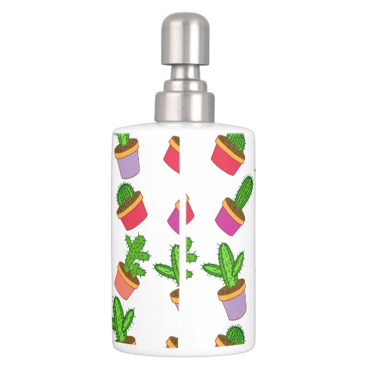Cute Cartoon Succulent and Cactus Soap Dispenser & Toothbrush Holder (Back)