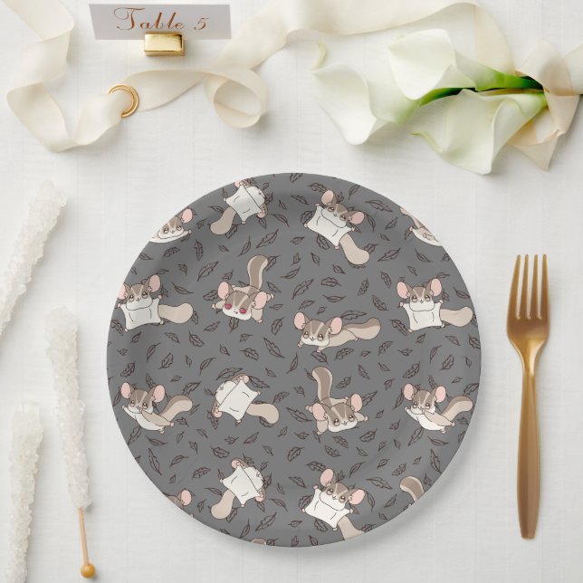 Cute Cartoon Sugar Glider Paper Plates (Wedding)