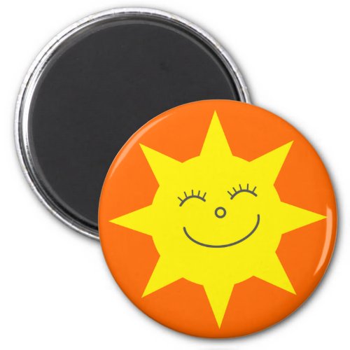 Cute Cartoon Sun Happy Face Orange Custom Magnet
