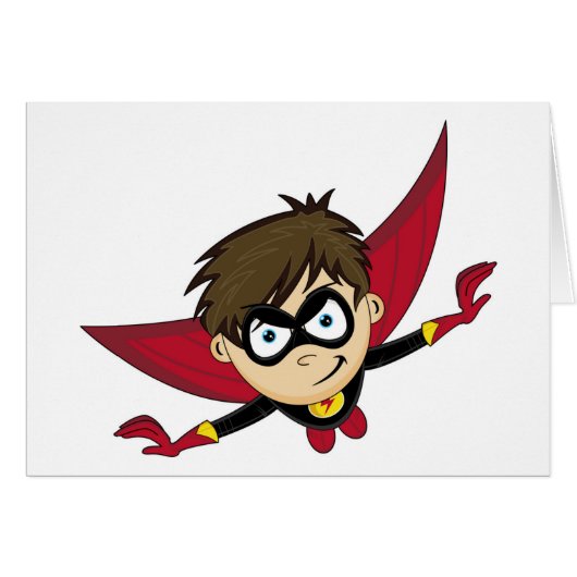Cute Cartoon Superhero Cards (Front Horizontal)