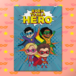 Cute Cartoon Superhero Comic Inspirational Quote Poster
