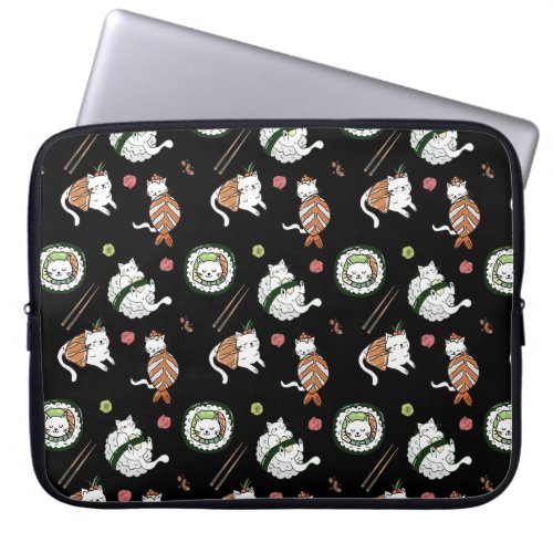 Cute Cartoon Sushi Roll Cats Pattern Laptop Sleeve