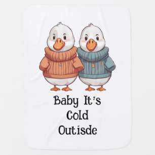 Cute Cartoon Sweater Cold Geese Duck Couple Baby Blanket