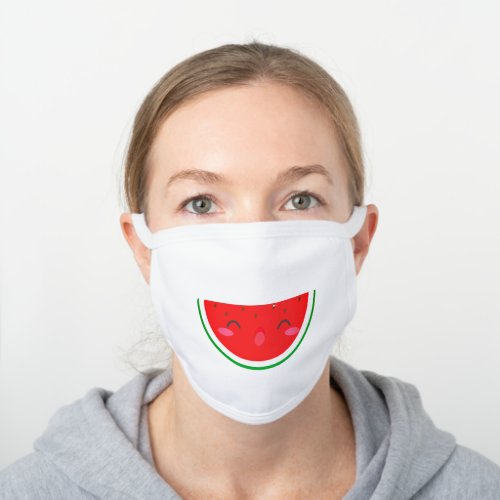 cute cartoon sweet summer fruit watermelon white cotton face mask