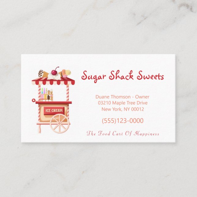 Cute Cartoon Sweets Ice Cream Food Truck Business  Card (Front)
