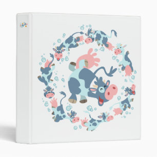 Cute Cartoon Swimming Cows Avery Binder