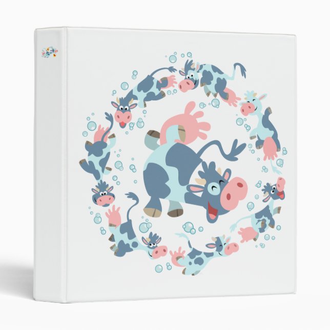 Cute Cartoon Swimming Cows Avery Binder (Front/Spine)