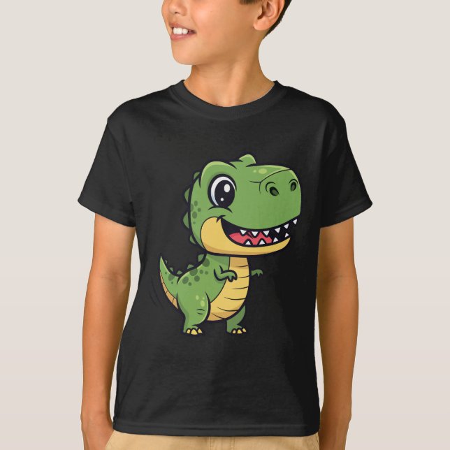 Cute Cartoon T-Rex Dinosaur Kids' T-Shirt  (Front)