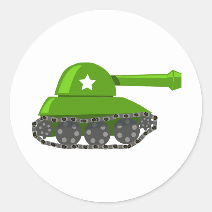 Cute Cartoon Tank Classic Round Sticker | Zazzle