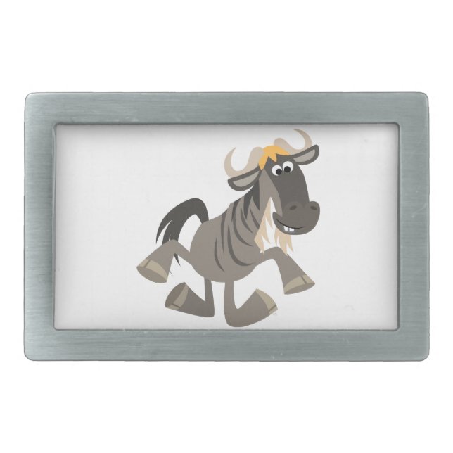 Cute Cartoon Tap Dancing Wildebeest Belt Buckle (Front)
