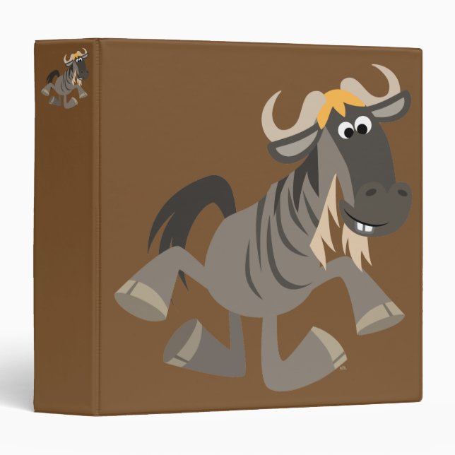 Cute Cartoon Tap Dancing Wildebeest Binder (Front/Spine)