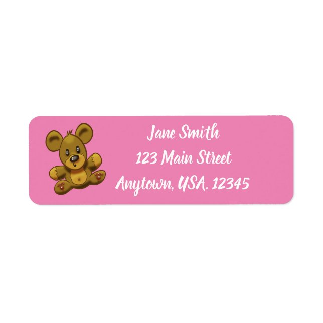 Cute, Cartoon Teddy Bear Label (Front)