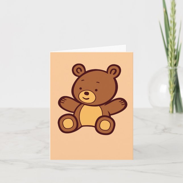 Cute Cartoon Teddy Bear Note Card (Front)