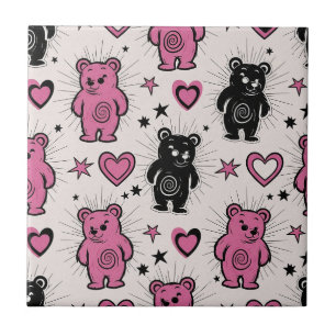 Cute Cartoon Teddy Bear Pattern Ceramic Tile