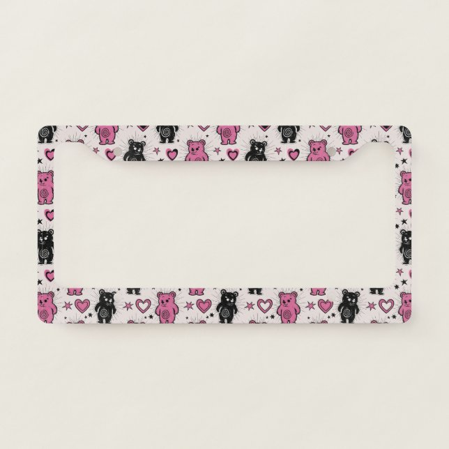 Cute Cartoon Teddy Bear Pattern License Plate Frame (Front)