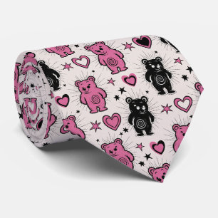 Cute Cartoon Teddy Bear Pattern Neck Tie