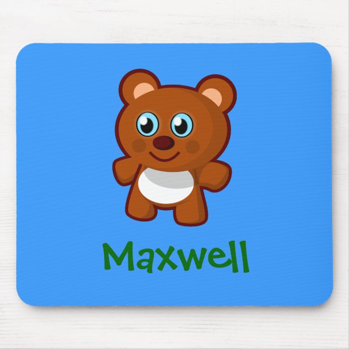 Cute Cartoon Teddy Bear Personalized Name Gift Mousepad