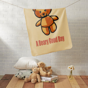 Cute Cartoon Teddy Bear Pun Illustration Baby Blanket